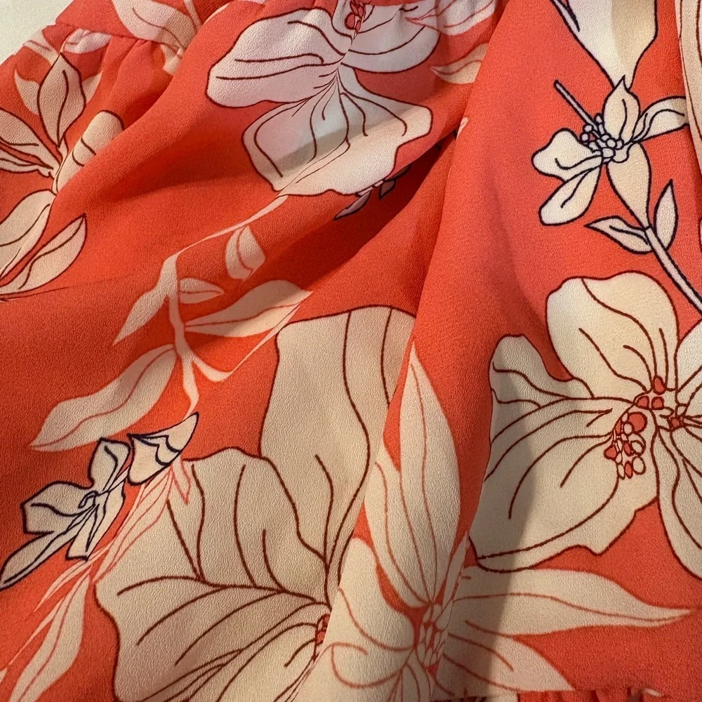 Social Standard Sanctuary Girls Dress Size 7 Coral Floral Maxi Smocked‎ sundress